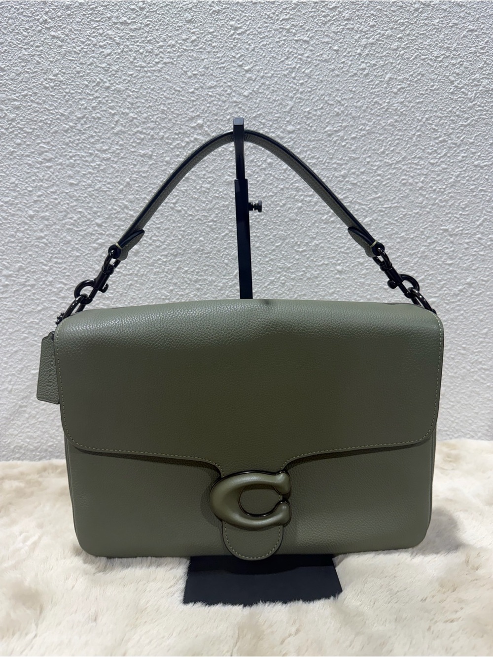 Coach Olive Green Pebbled Leather Shoulder Bag